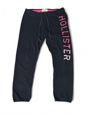 Vintage Hollister Black and Pink Casual Joggers/Sweats